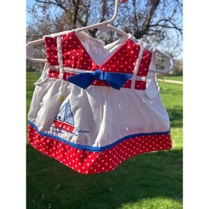 Cradle Togs Vintage Infant Girls Nautical Boating Lake Sailboat Themed Top SZ9M